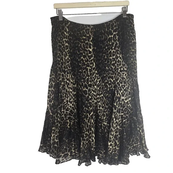 Dana Buchman 100% silk Vintage animal leopard print Midi Skirt Womens Size 12 - Picture 1 of 5